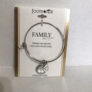 Footnotes Silver Tone Charm Bangle Family Bracelet